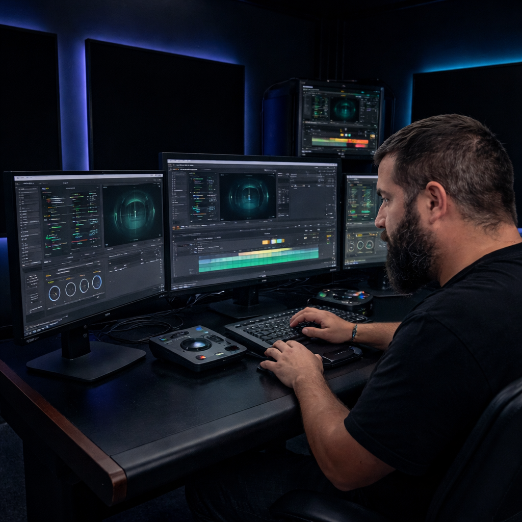High-end 8k video editing studio